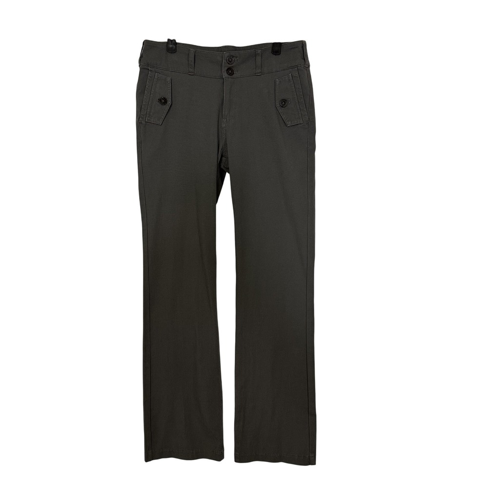 Sundance Pants Womens 4 Gray Stretch Straight‎ Leg Double Button Flap Pockets